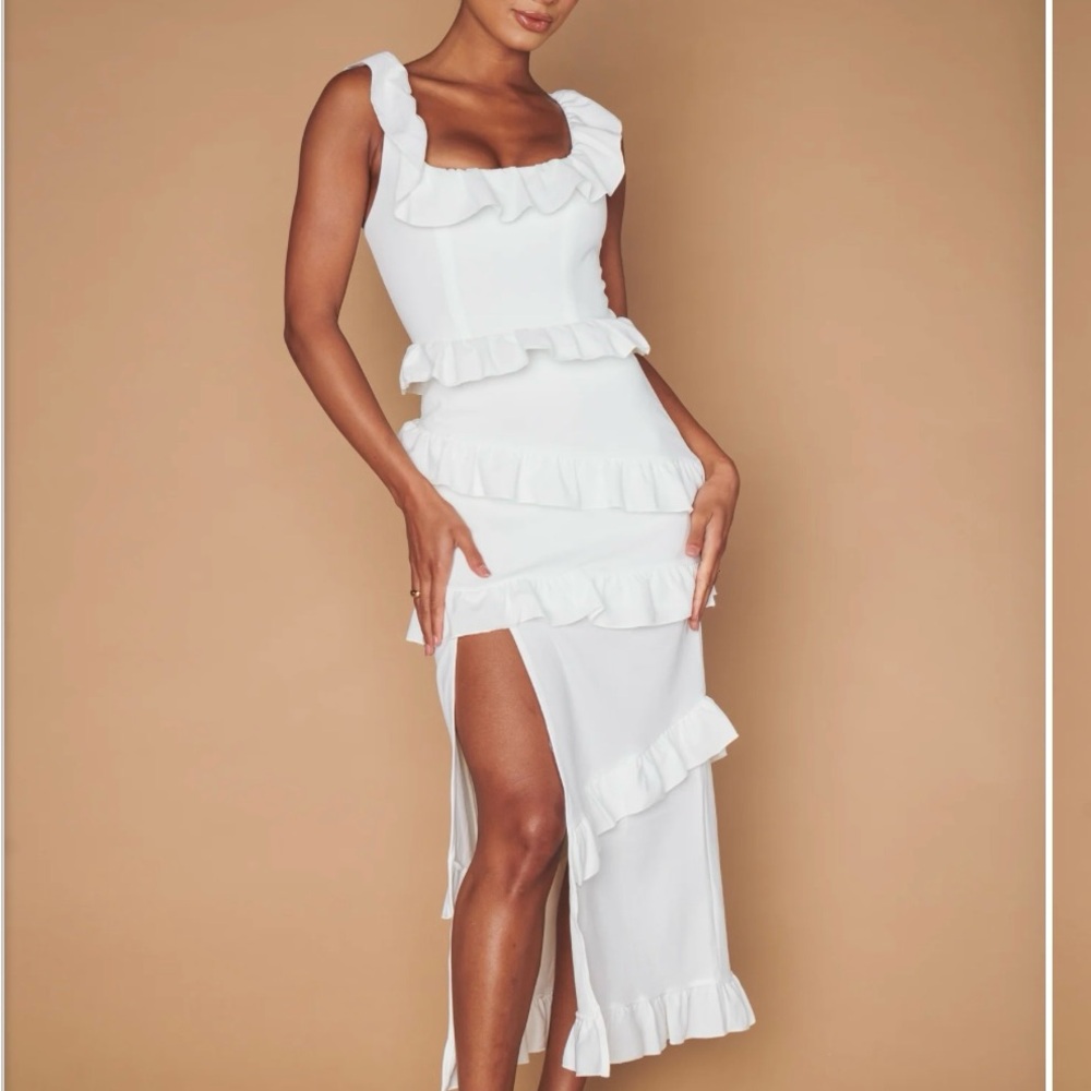 Elegant White Ruffle Dress